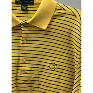 Masters Collection Polo Shirt Mens Large Yellow Striped Pima Cotton Golf